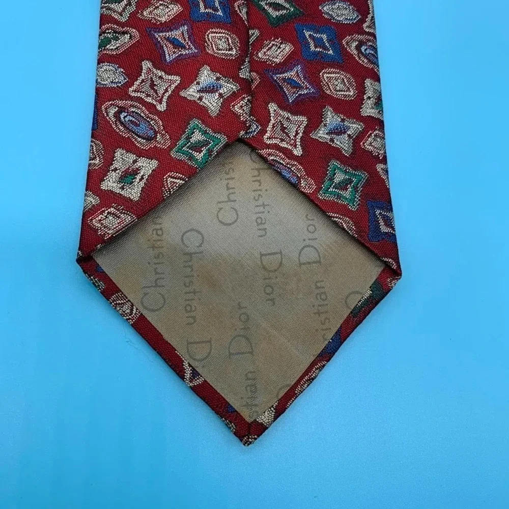 Vintage Christian Dior‎ Monsieur Geometric Preppy Classic Neck Tie